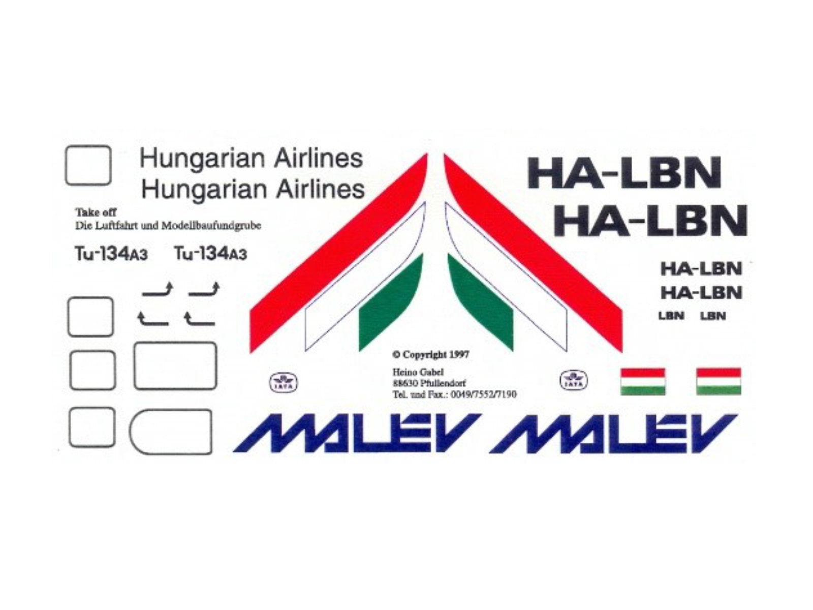 "MALEV Hungarian Airlines" Tupolew TU-134
