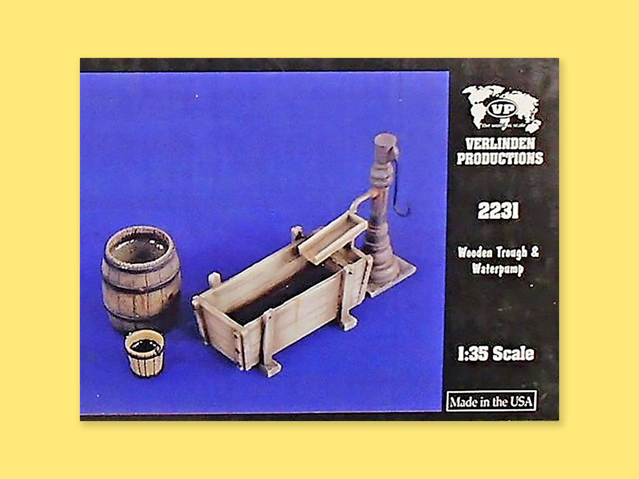 Wooden troughs with water pump